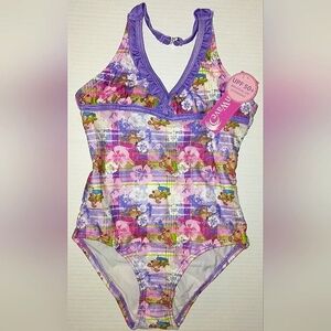 ☆NWT☆Cute Girls DREAM WAVE UPF 50+ Pink/Purple Plaid 2011 modest Swimsuit☆Sz 7/8